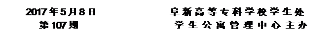 圓角矩形: 2017年5月8日                阜新高等專科學校學生處      
第107期                     學 生 公 寓 管 理 中 心 主辦


